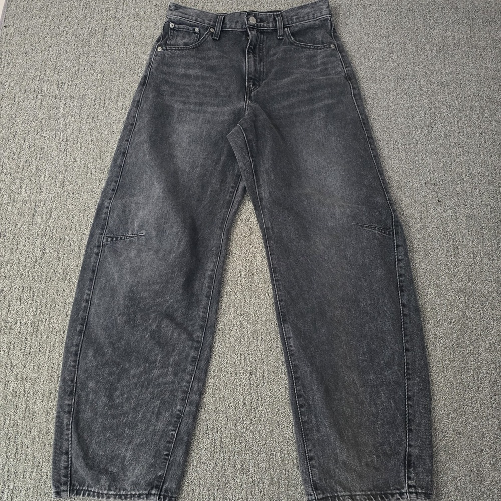 Levis Jeans Womens Size 29 Cinch Barrel Mid Rise Gray Denim Pants